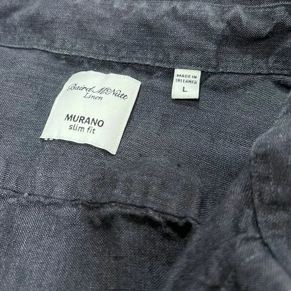 Murano Black Baird Mcnutt Linen Slim Fit Button Down Shirt L - Picture 3 of 3
